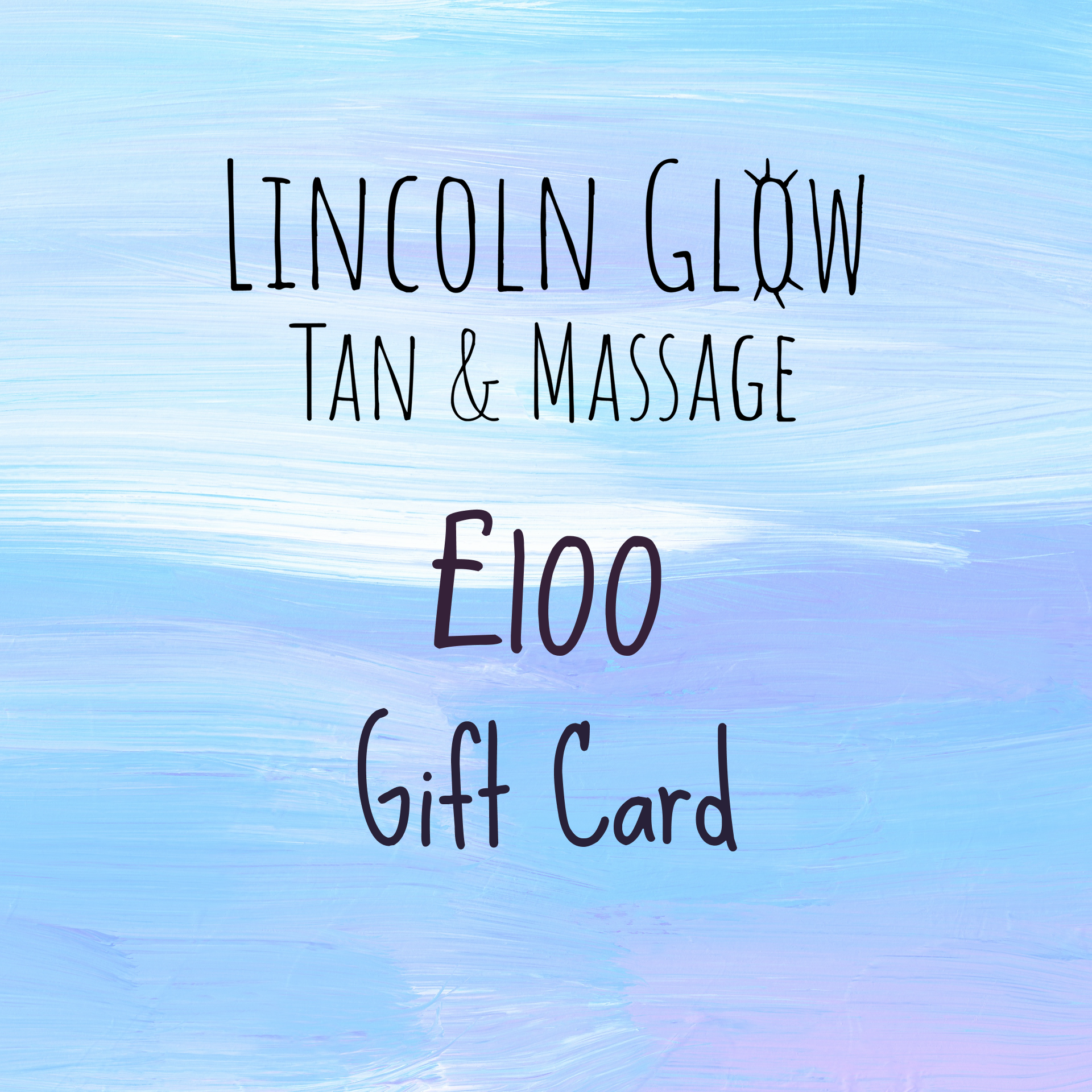 Gift card for Lincoln Glow Tan & Massage with a blue gradient background
