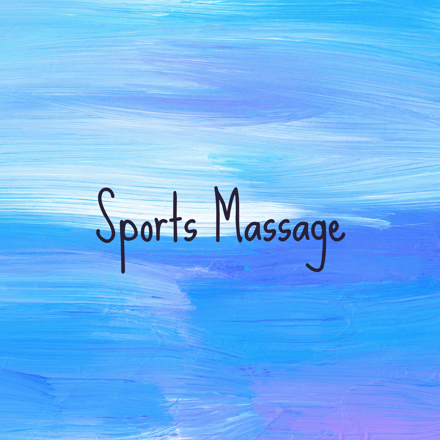 Text 'Sports Massage' on a blue and purple abstract background