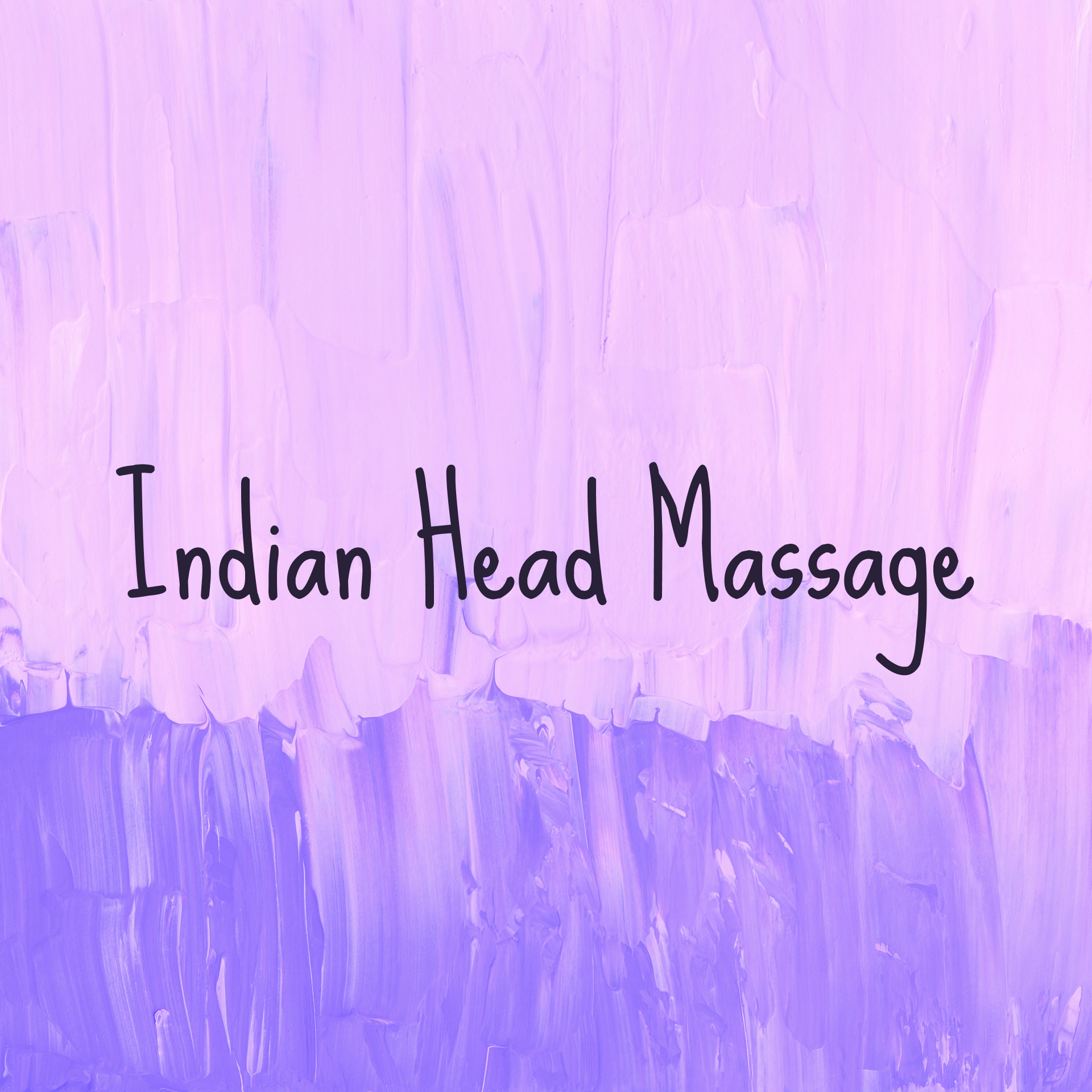 Text 'Indian Head Massage' on a purple abstract background