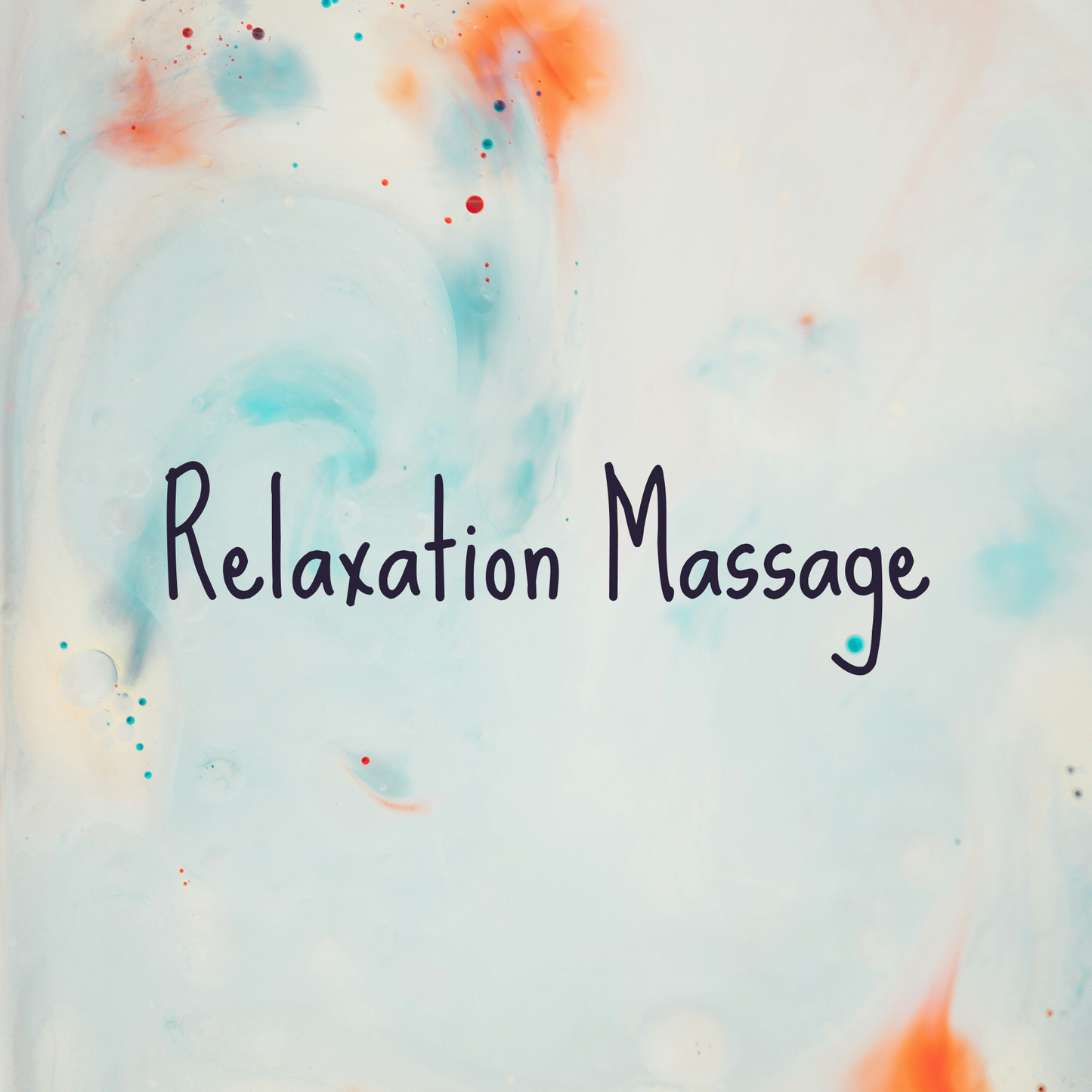 Text 'Relaxation Massage' on a colorful abstract background